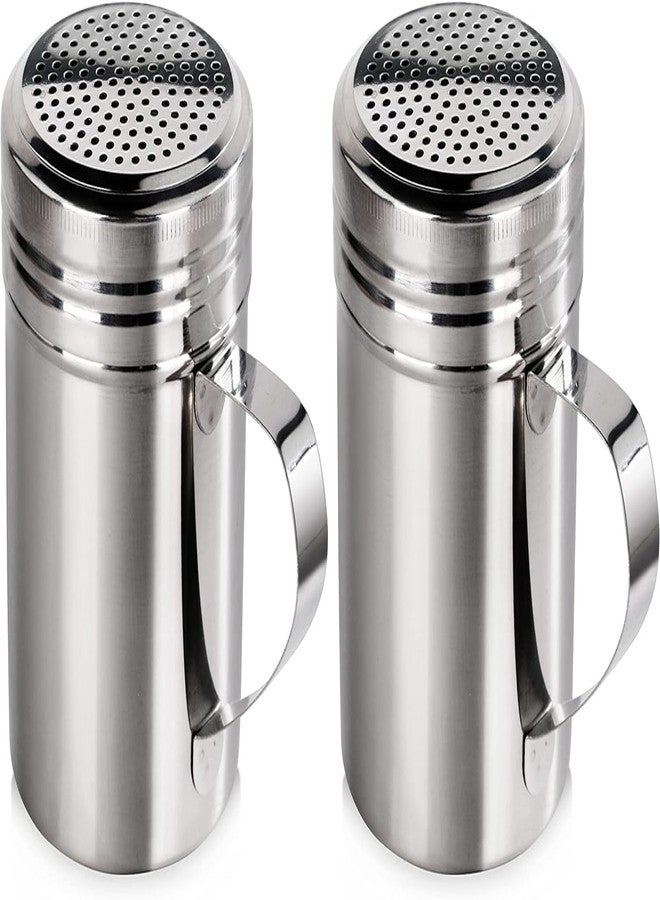 Olrada Stainless Steel Chocolate Shaker | Chat Masala Sprinkler | Cocoa Flour Icing Sugar Powder Coffee Sifter (Dredge Shaker with Handle 2Pcs) - Image 1